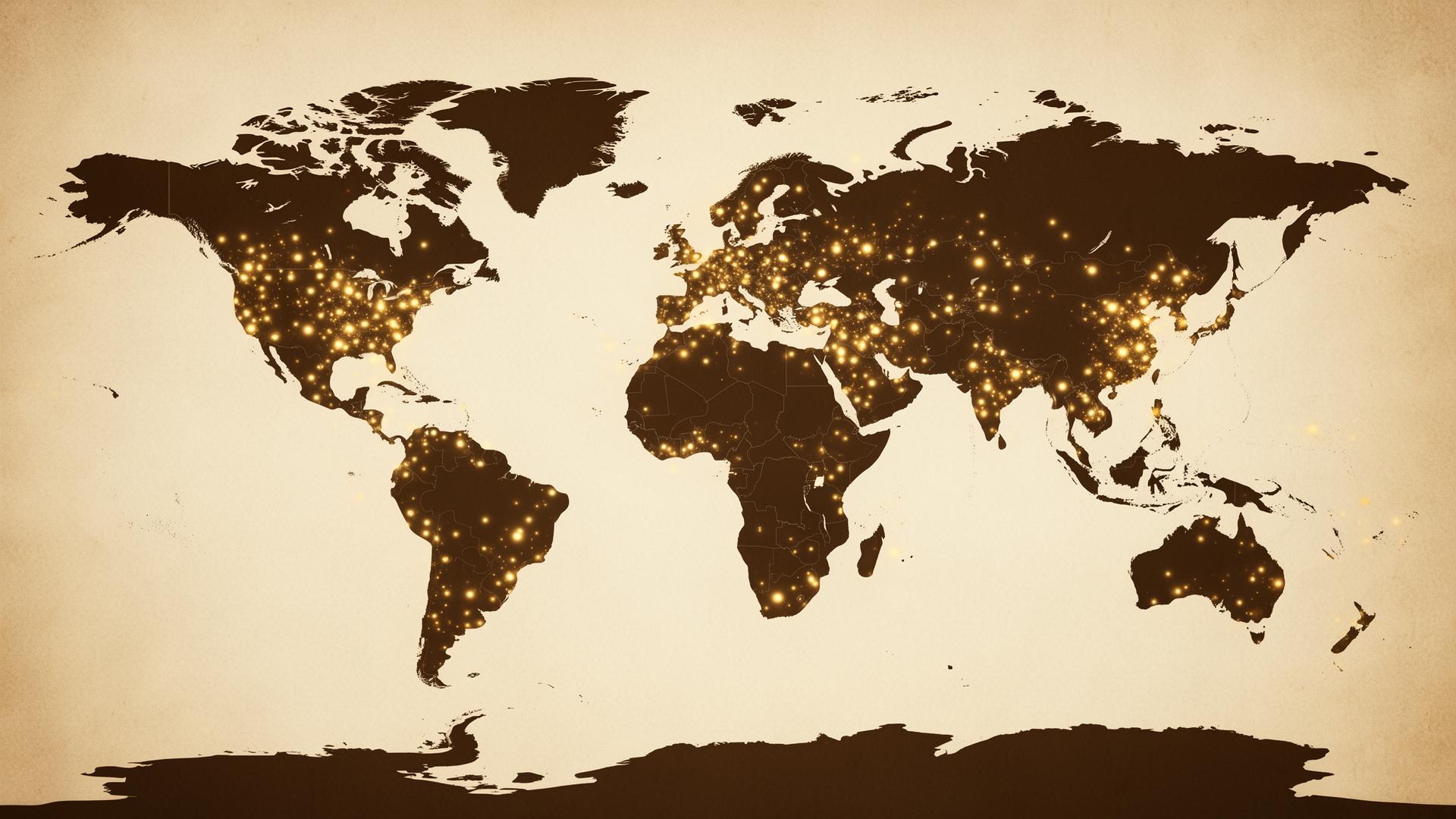 Stylised world map with glowing points of light marking acts of surrender.